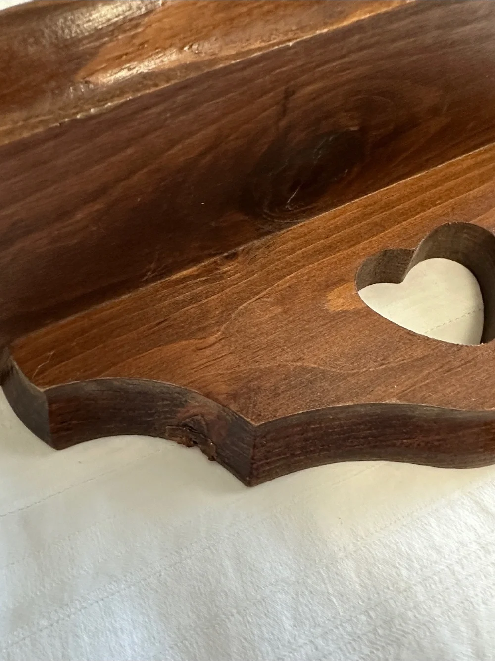 Cottage-core Style Heart Cutout Wooden Wall Shelf - Brown